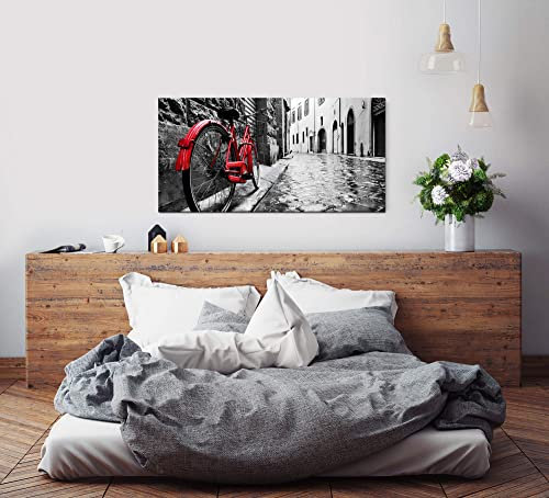 Paul Sinus Art Retro Fahrrad in alter Stadt Wandbild in verschiedenen Größen Wähle Deine Größe 60x120cm