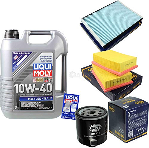 Filter Set Inspektionspaket 5 Liter Motoröl MoS2 Leichtlauf 10W-40 SCT Germany Innenraumfilter Luftfilter Ölfilter