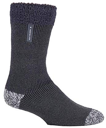 HEAT HOLDERS - Mens Warm Luxury Fluffy Fleece Lined Lounge Sleep Bed Socks (6-11 UK, Charcoal (Lumi))