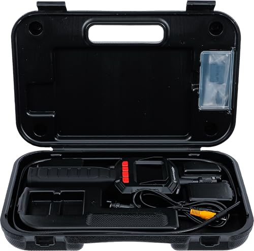 BGS DIY 63216 | Endoskop-Farbkamera | TFT-Monitor | Kamerakopf Ø 8 mm | Schwanenhals 980 mm | regelbare Beleuchtung | IP67 Objektiv und Schwanenhals | Betrieb mit 4x AA 1,5 V | Arbeitszeit max. 6 h