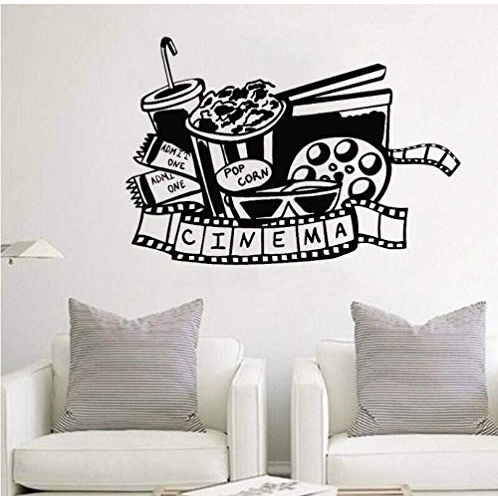 Kino Vinyl Wandtattoo Tv-Streifen Movie House Popcorn Wandaufkleber Für Film Bar Home Decoration Zubehör Für Wohnzimmer 57X82Cm