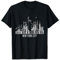 New York City Skyline Designs24 - Herren T-Shirt Schwarz S - Klassische Passform - Kurzarm - Rundhals-Ausschnitt - 100% Baumwolle - New York City Skyline Freiheitsstatue Silhouette USA