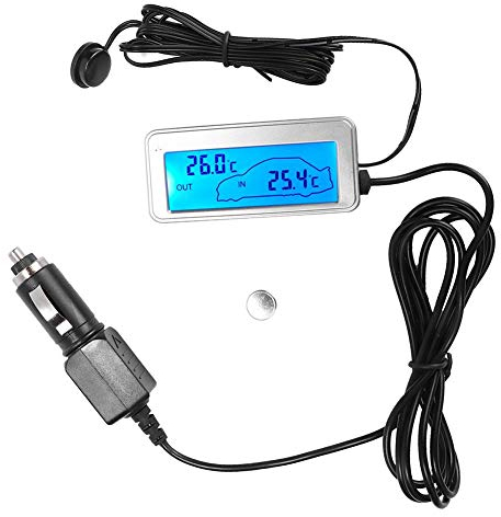 Termometro per auto interno esterno, display LCD digitale 12V termometro per temperatura interna per esterno