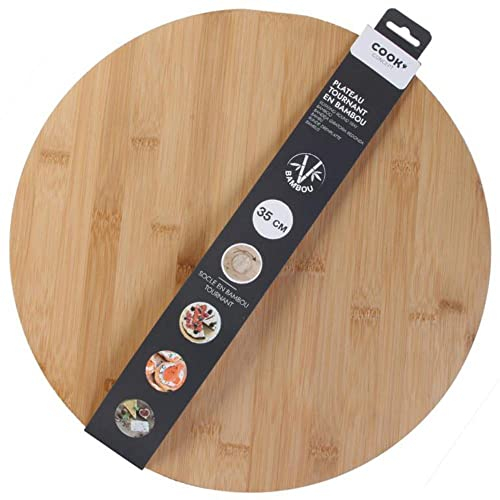 Cook Concept KA4331 Plateau Rond Tournant Plat Rotatif Bois Bambou Beige D35 x H2,5 cm