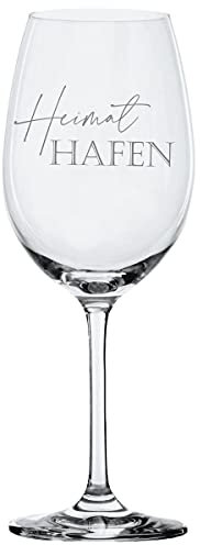 KT-Schmuckdesign Weinglas Leonardo - Heimathafen - Geschenkidee, Weinglas mit Gravur, Rotweinglas, Weißweinglas