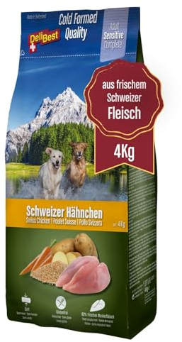 DeliBest Adult Sensitive Complete Dog Hähnchen I Halbfeuchtes Futter für Hunde I aus 100% Schweizer Hähnchenfleisch I getreidefrei & ohne andere Zusätze I Hundefutter kaltgepresst I 4 kg
