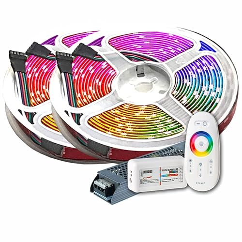 TechCore 10M PREMIUM 24V 4in1 RGBWW RGBW LED Streifen Band Strip 5050 SMD RGB mit Warm weiss Lichtleiste 600LEDs 60LED's/M+ Steuerung touch +24v 12.5A 300W Netzteil ULTRA SLIM TRAFO