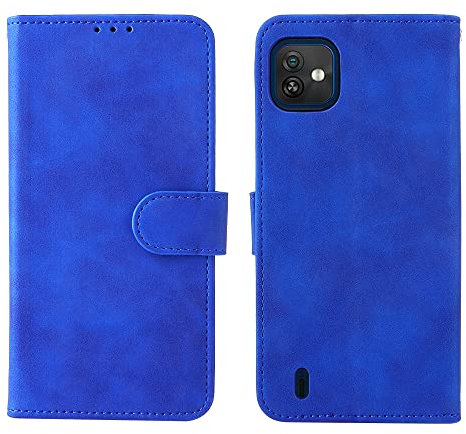 WEIOU Leather Folio Cover per Wiko Y82, Custodia in Pelle PU Magnetica Libro Flip Portafoglio con [Funzione Stand]. Blu