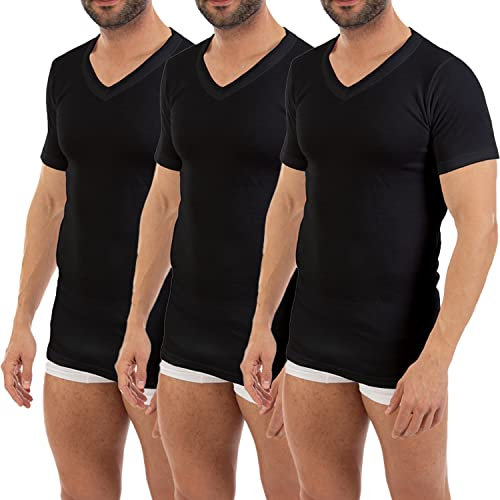 Lacotex Camiseta Interior Termal de Hombre | Camiseta Manga Corta y Cuello Pico Térmica | Confort y Protección Térmica Interior | Pack Ahorro 3 Unidades | Talla M L100VN