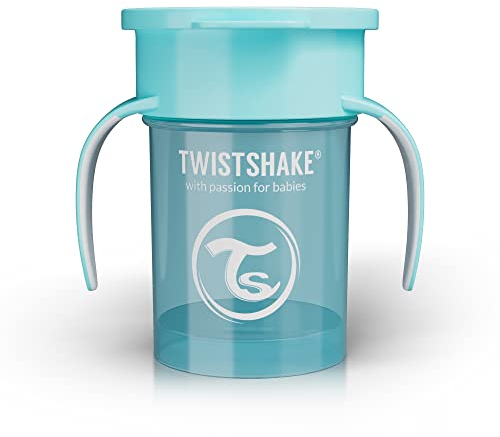 Twistshake Tasse 360 | Gobelet pour Bébé avec Bord à 360° - 230 ml | Tasse D'apprentissage pour Enfants avec Poignées | Gobelet Anti-Déversement pour Tout-Petits | Sans BPA | 6+ Mois | Bleu