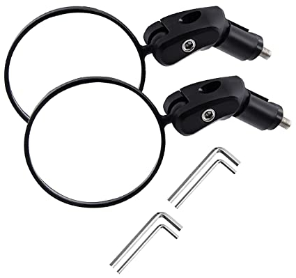 MYSUNBAR Fahrradspiegel, Fahrrad Rückspiegel Lenker 2 Stück, HD Weitwinkel 360°Drehbar Sicherer Konvexer Spiegel für 17.4-22mm, Schlagfest Ebike Mountainbikes Rennräder Fahrradlenker End Spiegel