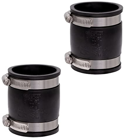 Fernco 2 pezzi 1056-22 - Raccordo flessibile in PVC per raccordi idraulici in ghisa e plastica, colore nero