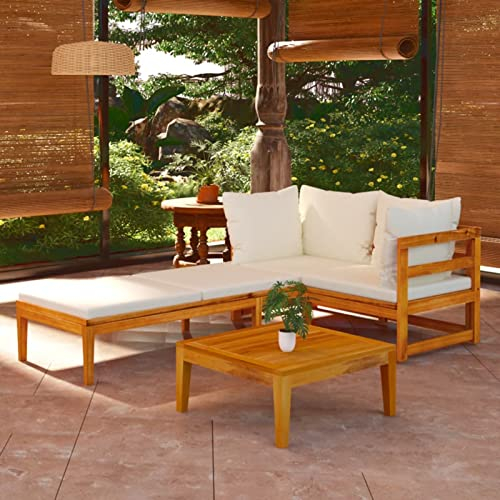 Tidyard 3-TLG. Loungemöbel Garten Holz, Lounge Gartenmöbel Set, Terrassenmöbel, Gartenlounge Set, Gartensofa mit Kissen Akazienhol