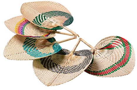 ISAKEN Saunafächer aus Natürlichem Bambus, Tragbarer Sommerfächer, Handgefertigtes Rattan Dekor, Palmblattfächer Handfächer DIY Herzförmiger Bambus Fächer für Sommerhandwerk