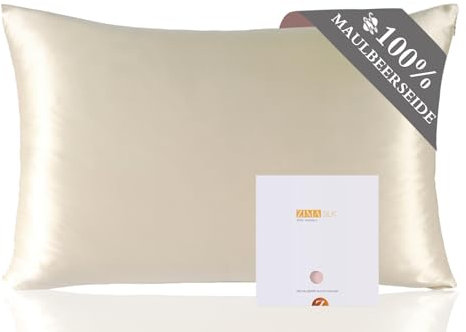 ZIMASILK - Federa per cuscino, 100% seta, delicata sui capelli e sulla pelle, double-face, 19 momme, in pura seta di gelso, con cerniera, 1 pezzo (80 x 80 cm, beige)