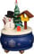 Christbaumschmuck Spieldose blau mit Schneemann - 7,7 cm