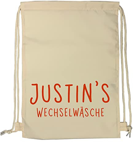TASSENPALAST personalisierter Turnbeutel mit Namensdruck zum Zuziehen | Bedruckt mit Namen für Jungen & Mädchen | Zuziehbeutel Stoffbeutel in verschiedenen Farben (Beige)
