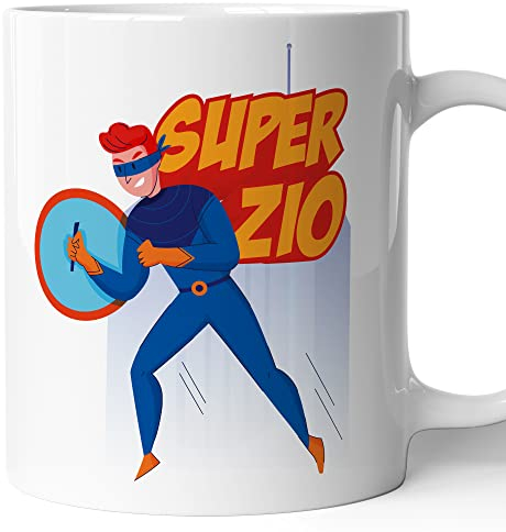 AL PRODUCTION Tazza Super Zio - Super Famiglia -Idee Regali Divertenti e Originali -Tazze di caffè eTè