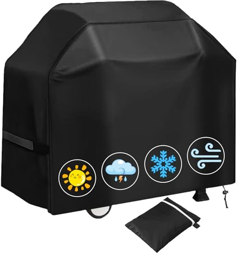 Moseem BBQ Cover 145x61x117 cm, Barbecue Covers 3-4 Burner Gas BBQ Covers,Waterproof, Windproof,Rip-Proof and UV Resistant with Storage Bag