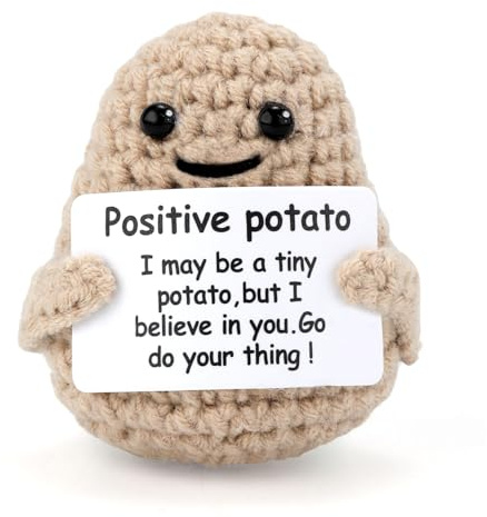 Mini Funny Knitted Wool Crochet Potato Doll Toy with Positive Card