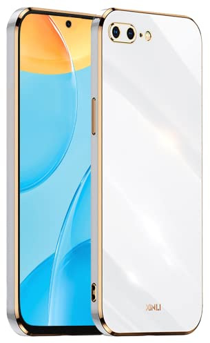 EASSGU Galvanisierter Rahmen Handyhülle für iPhone 7 Plus/iPhone 8 Plus (5.5 Inches), Weiche TPU Silikon Schutzhülle - Weiß