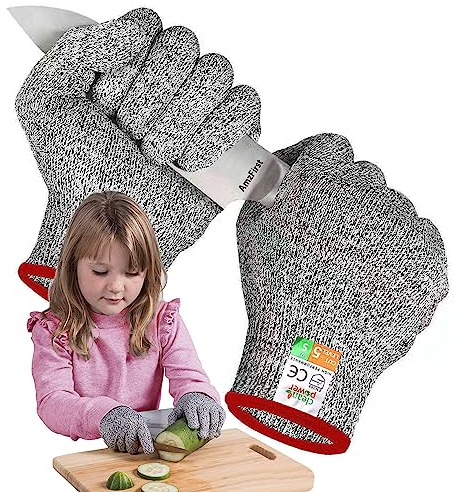 2 Paar Schnittschutzhandschuhe kinder 6 jahre, schnitzhandschuhe für kinder 4 jahre , lebensmittelecht, schnitthandschuhe küche 5 jahre, Gartenhandschuhe, (Geeignet für 4-6 Jährige), Größe 4/XXXS