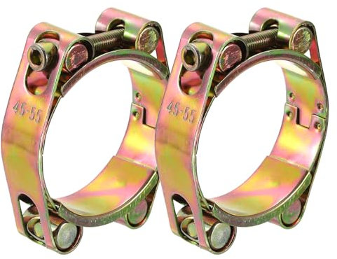 sourcing map 2Pcs T-Bolt Hose Clamps, 45-55mm/1.77-2.17 ID Range, Carbon Steel Radiator Hose Clamp Intake Clamp for Truck Exhaust