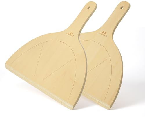 G.a HOMEFAVOR Set de Pelle à Pizza en Bois 30 cm Pelle a Pizza Courte Planche Pizza Palettes à Pizza et Planche à Découper Four ou Grille avec Pierre réfractaire