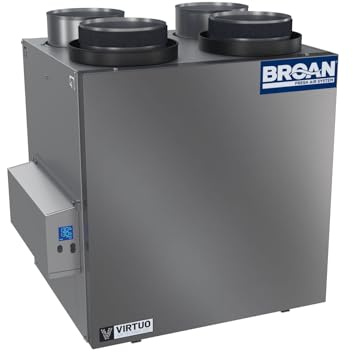 Broan B160E65RT AI 142 CFM Wall or Ceiling Mounted Energy Recovery Ventilator with Top Ports and LCD Screen - N/A