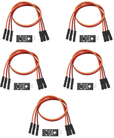 eMagTech 5pcs Capteur de Température Numérique avec Fil de Connexion DC 5V Compatible avec A/rduino Compatible avec Raspberry Pi Module Numérique