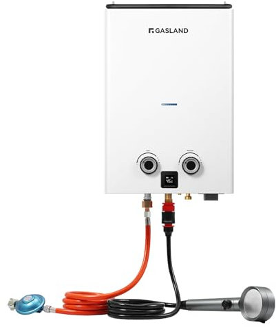 GASLAND Go Shower Series Durchlauferhitzer G10, ultraschlanker tragbarer 10 Liter Gas Warmwasserbereiter für den Außenbereich, Butan (50mbar)/Propan (50mbar), für Camping, Wohnmobil, Scheune