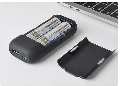 GLK-Technologies® 2X Akkuzellen Button Top 3200 mAh 3,7V gratis Powerbank 3in1 Ladegerät/Powerbank/Aufbewahrungsbox mit LED Anzeige Externer Akku USB-C Inpud 2025 B.J.