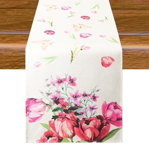 Aitsite Tischläufer Tulpe Küche Tisch Dekoration Drinnen Draußen Urlaub Party Dekor 40 x 180 cm