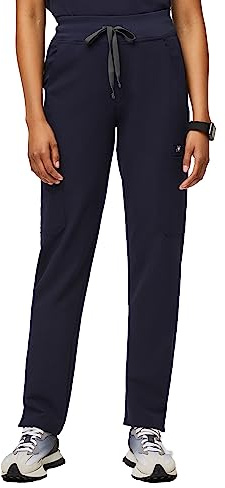 FIGS YOLA Skinny-OP-Hose mit hoher Taille für Damen, 10 Taschen, 4-Wege-Stretch, Yoga-Bund, Damen-OP-Hose, Marineblau, XX-Small