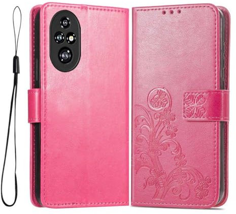 GOKEN Cover per Honor 200 PRO, Custodia Flip PU Pelle TPU Portafoglio Custodie con Stand & Carte Slot & Disegni Rilievo, Chiusura Magnetica Telefono Case, Rosso