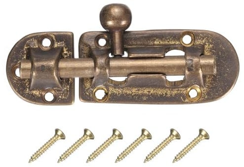 sourcing map Copper Barrel Bolt Latch, Vintage Solid Brass Barrel Bolt Buckle Lock with Screws Large barn Door Latch Locks for Furniture Hardware Restoration Fittings, Bronze