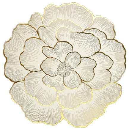 fanquare Runde Florale Tischsets 6er Set Goldene Tischsets in Rosenform 38cm Metallische Platzsets wasserdichte rutschfeste Küchentischsets für Haus Essen Hochzeit Party