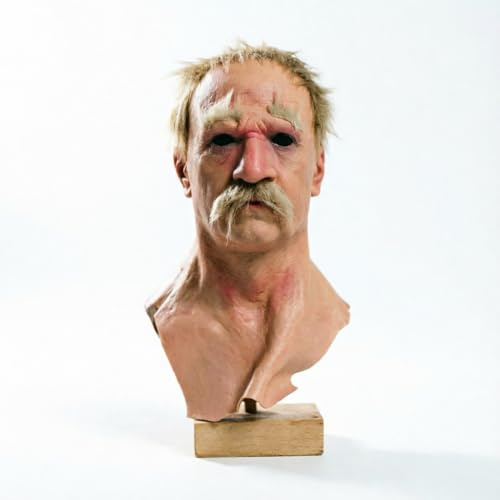 HAOHIZE Alter Mann Maske Realistisch, Herren-Opa Halloween-Gesichtsbedeckung für Männer Realistische Halloween-Maske mit menschlichem Faltengesicht Elder-Kopfbedeckung Maskerade-Requisite