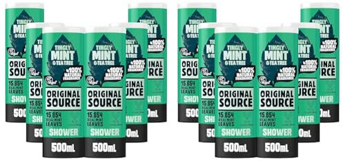 Original Source Minze & Teebaum Erfrischendes Duschgel, 100% Natürlicher Duft, Vegan & Parabenfrei, Vorteilspack 6 x 500 ml (Packung mit 2)
