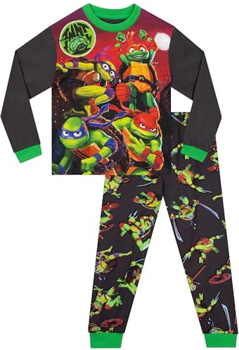 Teenage Ninja Turtles Schlafanzug | TMNT Kinder Pyjama Jungen | Schlafanzüge Für Jungen | Winter Schlafanzug Kinder | Grau 128