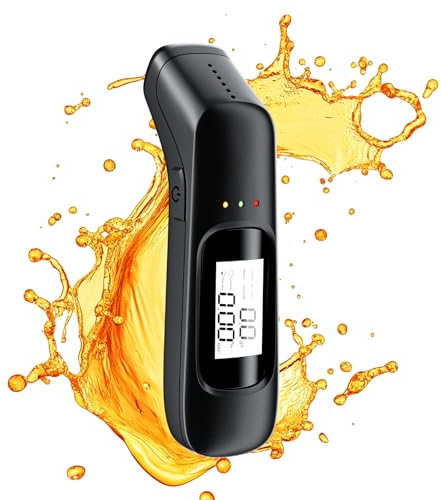 Etilometro Portatile Certificato, Etilometro Professionale con Display Digitale LCD e Chip ad Alta Sensibilità, Precisione di Grado, Alcool Test Portatile per Uso Domestico e Feste