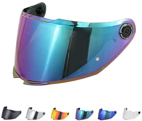Visiere Casque Moto pour MT 28B/Thunder 4,Visière de Casque de Protection Contre Le Vent Moto,Remplacement de lentille de Casque de Visière de Casque de Moto(Arc-en-Ciel)