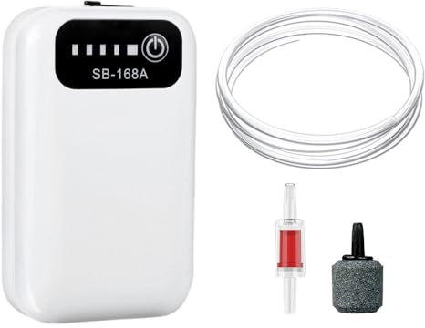 Aquarium-Batterie-Luftpumpe, Tragbare Batteriebetriebene Sauerstoffpumpe, USB wiederaufladbarer Aquarium-Sprudlerbelüfter zum Angeln im Freien, bei Stromausfällen und Transport von Fischen