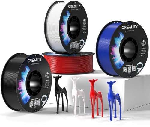 Creality Official PETG Filament Schwarz+Weiß+Rot+Blau, PETG 3D Drucker Filament 1.75mm 4Kg, No-Tangling, starke Bindung und Überhang Leistung Maßgenauigkeit +/-0.03mm