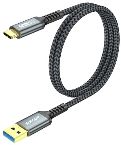 SUNGUY Cavo USB Type-C, 0.6m 10 Gbps Cavo USB C to USB Compatibile con iPhone 16/15 Pro Plus Max, Galaxy S21A52, Redmi Note 11, SSD, Google Pixel 8/8 Pro, MacBook Pro 2020, Android Auto