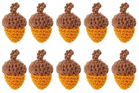 Losueeun 10 Stück Handgefertigte Garn-Häkel-Tannenzapfen-Eicheln für DIY-Schlüsselanhänger, Taschenanhänger, Kleidungsteile, Zubehör