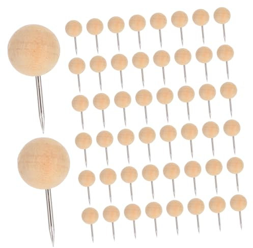 STOBOK 100St Polsternägel Tableau runden Planke Foto-Pinnwand Stecknadel Weltkarte Living Room Decoration wohnzimmerdeko Holzstifte fotokugel fotohintergründe Daumenstift drücken Bambus