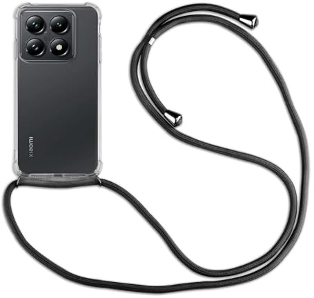 betterfon Handykette Hülle kompatibel mit Xiaomi 14T Pro | Smartphone Hülle Case mit Band | Handyhülle Handyband zum Umhängen | Schwarz
