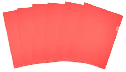 PATIKIL 6er Pack L-Typ Kunststoffordner, Briefgröße Klarsichthüllen für Dokumente Papiertaschen Projektordner für Zuhause Büro, Rot
