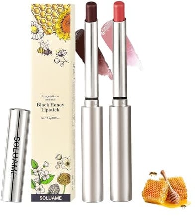 Lip Tint Black lipstick and Pink lipstick Tinted Lip Balm for All Skin Tones Create a Glamorous Makeup Versatile Colours & Moisturising Lips(1.9g*2Pcs Honey Lipstick)